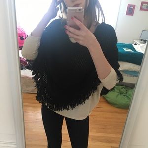 Black Knit Poncho